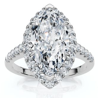 Pompeii3 Certified 2.40Ct Marquise Halo Diamond Engagement Ring 14k Gold or Pt Lab Grown