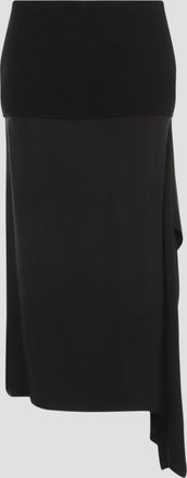 Jil Sander Black Straight Hem Wool Skirt