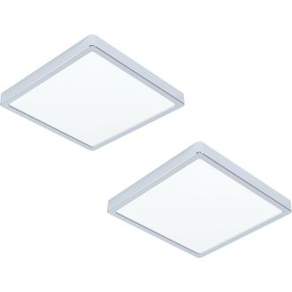 Loops 2 PACK Wall Flush Ceiling Light Colour Chrome Shade White Plastic Bulb LED 20W