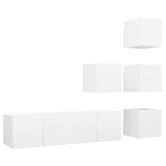 vidaXL Set De Muebles De Sal&oacute;n Tv 6 Piezas Madera De Ingenier&iacute;a Blanco Vidaxl