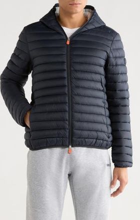 Save The Duck Luca Water Resistant Hooded Packable Puffer Jacket in Grey Black at Nordstrom Rack, Size Xxx-Large