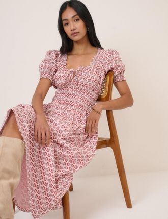 Nobody's Child Pink Floral Tula Midi Dress