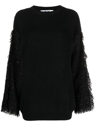Msgm frayed-detaling ribbed-knit jumper - Black