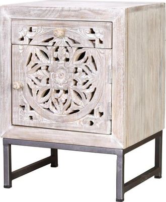 Giner&Colomer Mesita 1 puerta y 1 cajon fabricado en madera de mango y base de metal