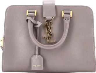 Saint Laurent Grey Sheep Leather Monogram Cabas Baby (Authentic Pre-Loved)