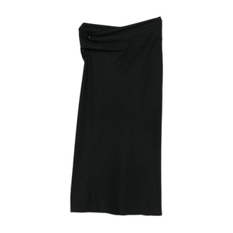 Alberta Ferretti Black Draped Midi Skirt