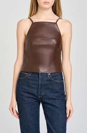 Wayf Veronica Faux Leather Cami Top in Chocolate at Nordstrom, Size X-Large