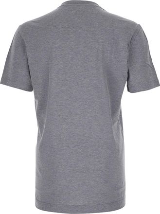 Dolce & Gabbana Mens Grey Crewneck T-Shirt With Logo Embroidery Cotton T-Shirts And Polos