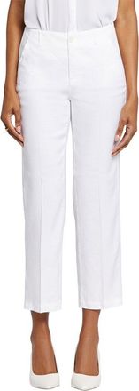 NYDJ Nydj Marilyn Linen-Blend Optic White Ankle Crop Jean