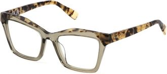 Furla Cat Eye Bril met Logo Print - Heren - Brillen - Groen - ONE Size - Accessoires