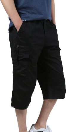 Generic Mens Cargo Combat Shorts 3/4 Length with Multi Pockets Elasticated Waist Small to 5XL 3/4 Long Summer Shorts Three Quarter Cargo Pockets Soft Lightwei
