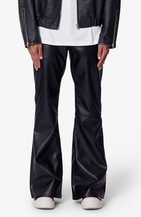 mnml Faux Leather Flare Pants in Black at Nordstrom, Size 38