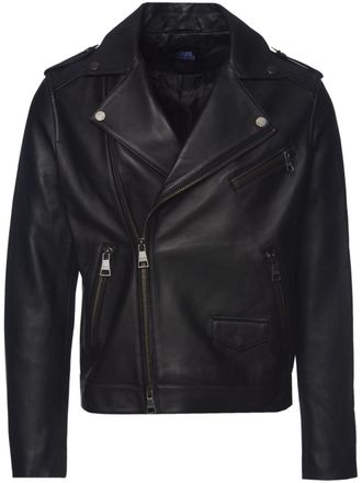 Karl Lagerfeld leather biker jacket - Black