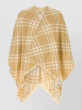 Burberry wool blend cape draped silhouette fringe