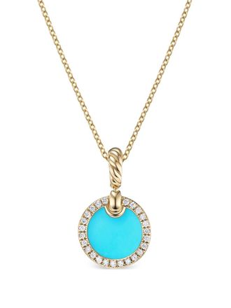 David Yurman 18kt yellow gold Petite DY Elements turquoise diamond necklace (17.8mm)