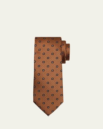 Ermenegildo Zegna Mens Geometric Jacquard Silk Tie