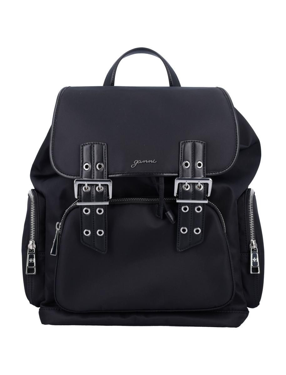 【Ganni】25SS Bucky Backpack Nylon Black Small Bucky Nylon Backpack | GANNI US