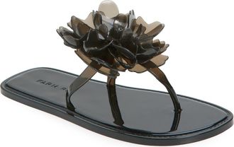 Farm Rio Flower Jelly Flip Flop in Black at Nordstrom, Size 10
