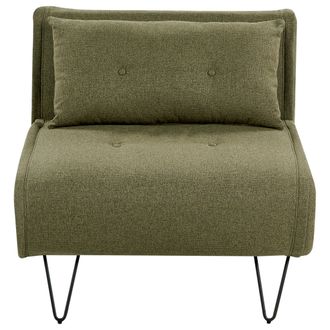 Beliani Sof&aacute; Cama Glamuroso 1 Plaza Individual Con Coj&iacute;n De Tela Verde Oliva Vestfold