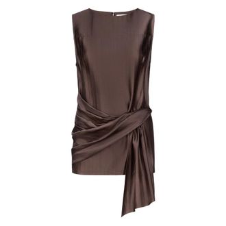 Loulou Studio Sleeveless Tops, female, Brown, Size: S Fonda Draped Asymmetric Top