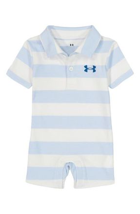 Under Armour UA Stripe Polo Romper in White/Blue at Nordstrom, Size 9-12M