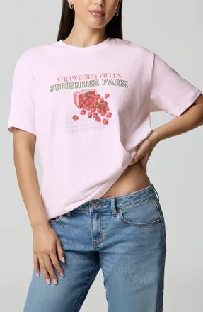 Florence By Mills Boyfriend Graphic T-Shirt in Pink Strawberry Field at Nordstrom, Size Xx-Small