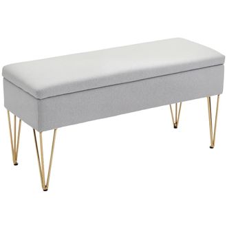 HOMCOM Banco pie cama 100x40x49 cm gris claro