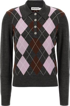 Self Portrait Gray Wool Womens Cardigan