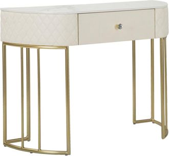 Dmora Consola Niccolo, Mesa Multiusos, Gabinete De Soporte, Escritorio De Pasillo, 100x40 H75 Cm, Blanco Y Oro - Dmora