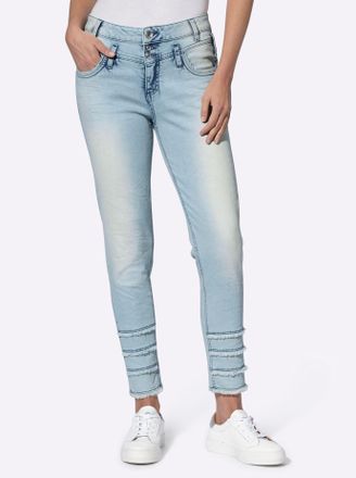 Heine Bequeme Jeans HEINE, Damen, Gr. 36, Normalgr&ouml;ssen, blau (blau, bleached), 98% Baumwolle, 2% Elasthan, unifarben, 7/8-L&auml;nge, Jeans Bequeme Jeans