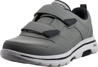 Skechers Mens Gowalk-Athletic Hook and Loop Walking Shoes | Two Strap Sneakers | Air-Cooled Foam, Charcoal/Grey, 9 UK X-Wide
