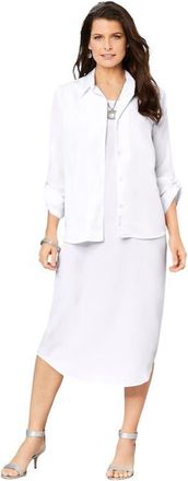 Roaman's Roll Tab Jacket Dress in White at Nordstrom, Size 32