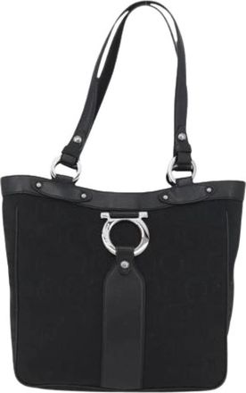 Ferragamo Pre-owned Canvas Schoudertas - Dames - Vintage Schoudertas - Zwart - ONE Size - Vintage