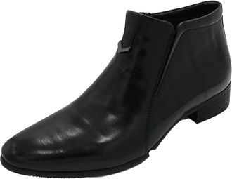 Generic MenS Slip-On Winter Ankle Boots, Warm Fleece Lined Chelsea-Style Boots, Waterproof Anti-Slip Casual Leather Look Short Boots for Walking Daily Wear,Bl