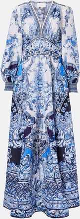 Camilla Abito lungo in lino e seta con stampa