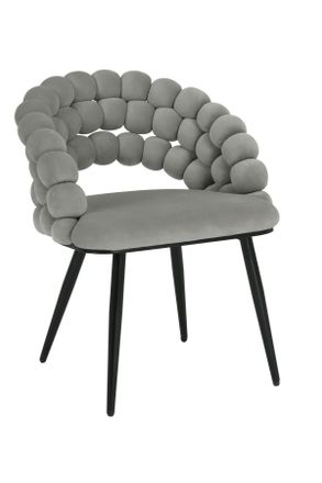 Novel Armlehnstuhl, Grau, Schwarz, Metall, Textil, Rundrohr, 58x80x62 cm, Stoffauswahl, Esszimmer, St&uuml;hle, Polsterst&uuml;hle