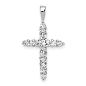 Diamond2Deal 14K White Gold Lab Grown Diamond Cross Pendant (0.51ct, VS, G-H)