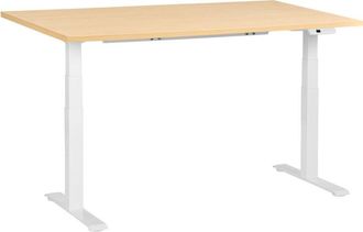 Beliani Beliani - Escritorio De Altura Regulable El&eacute;ctrico Moderno Patas Cuadradas 160 X 72 Cm Tablero Marr&oacute;n Claro Base Blanca Destines