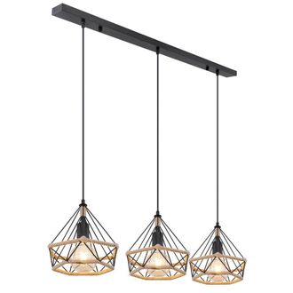 Netlighting Ulleu Bar Pendant Ceiling Light Matt Black 3x E27