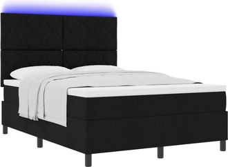 vidaXL vidaXL Box Spring Bed with Mattress & LED in Black, 160 x 200 cm Fabric