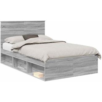 vidaXL Estructura De Cama Con Cabecera Gris Sonoma 135 X 190 Cm Vidaxl