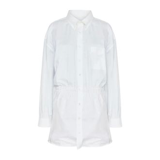 Maison Margiela Maison Margiela Blousejurk met Elastische Taille - Dames - Jurken - Wit - Maat: XS Katoen