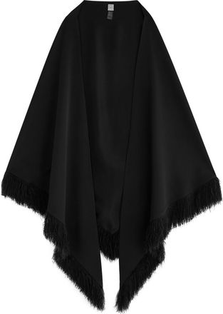 Toteme Fringed Crepe de Chine Scarf - Black - One Size