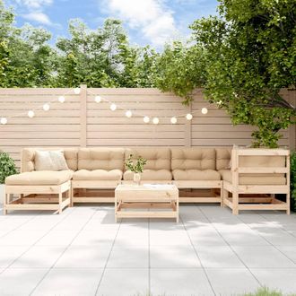 vidaXL Juego De Muebles De Jard&iacute;n 8 Piezas Madera Maciza De Pino Vidaxl
