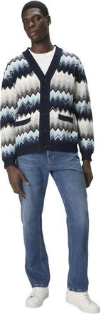 Missoni The Cardigan In Wool And Cotton With Zigzag in Black & Blue at Nordstrom, Size 48 It