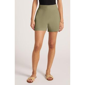 Matty M Ventura High Waist Linen Blend Shorts in Olive at Nordstrom, Size X-Small
