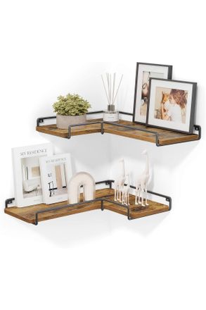 MID.YOU Mid.you Eckregal, Schwarz, Dunkelbraun, Metall, Holzwerkstoff, 40x4x29 cm, stehend, Wohnzimmer, Regale, Eckregale