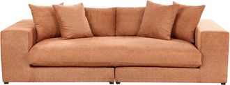 Beliani Sofa Couch Upholstered 3 Seater Comfortable Cosy Cushioned Back Track Armrests Living Room Modern Orange Glorvika