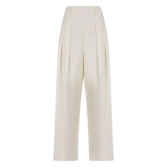 Victoria Beckham Pleated Wide-Leg Trousers - female - Victoria Beckham - Wide Trousers - White - S - Trousers