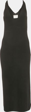 Dion Lee Black Jersey V-Neck Twist Shoulder Detail Midi Dress